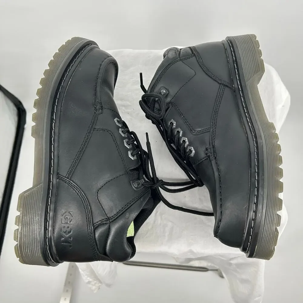 Men's Black Leather GBX Factor Chunky Platform Utility Oxford Boot Shoes 9.5M